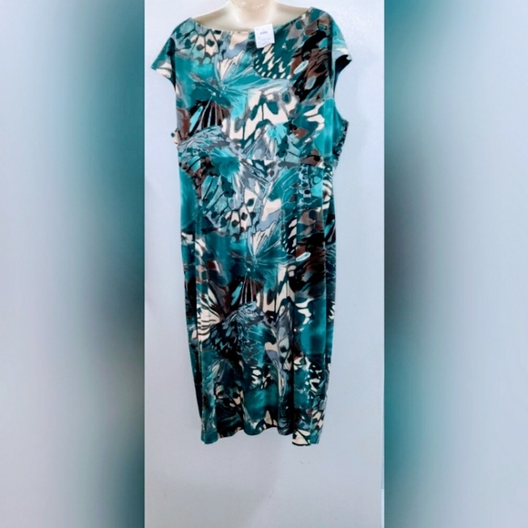 CONNECTED WOMAN ABSTRACT PRINT WRAP DRESS NWT - Picture 3 of 4